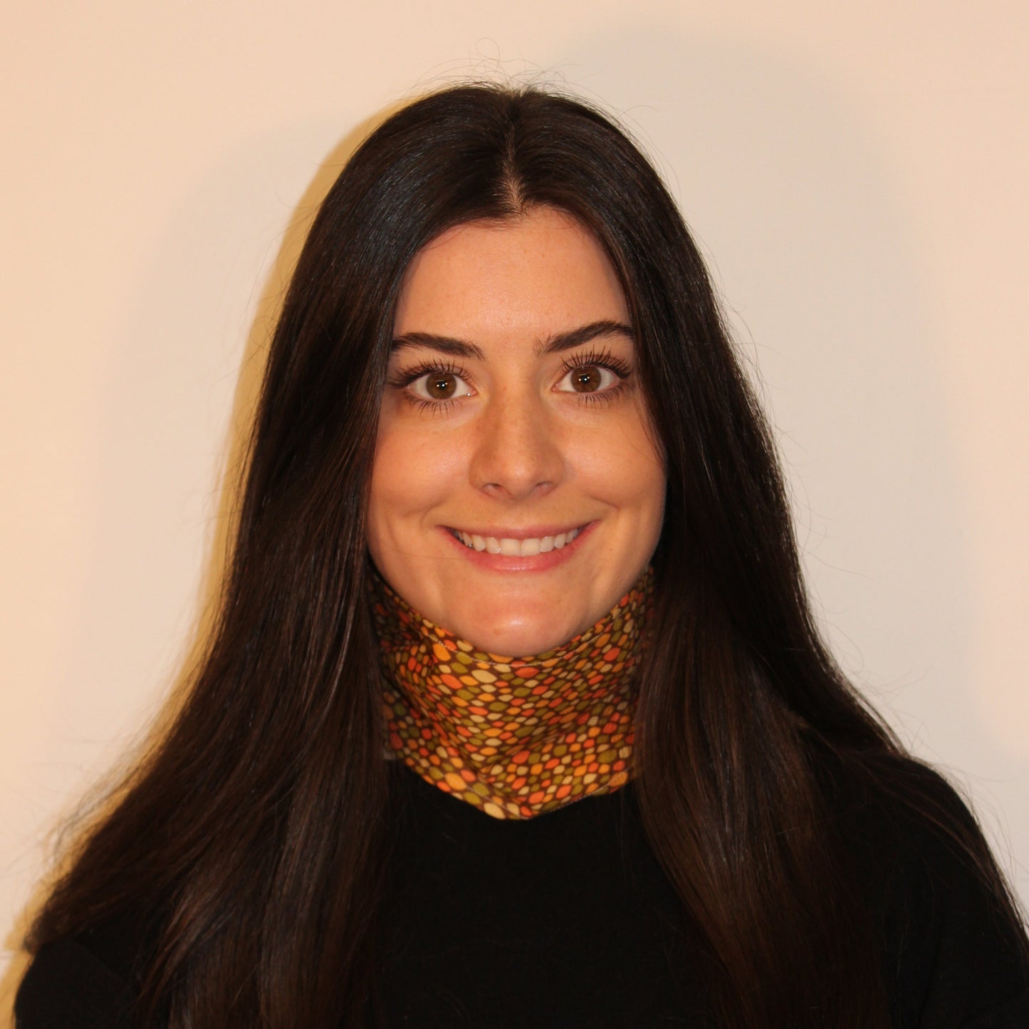 Add some color and make your sweater pop. Autumn Harvest Printed Cotton Meliny™ Wrap, Neck-warmer/Neck Protector made with hook and loop (Velcro®), Lt Weight Fabric, won't bunch up